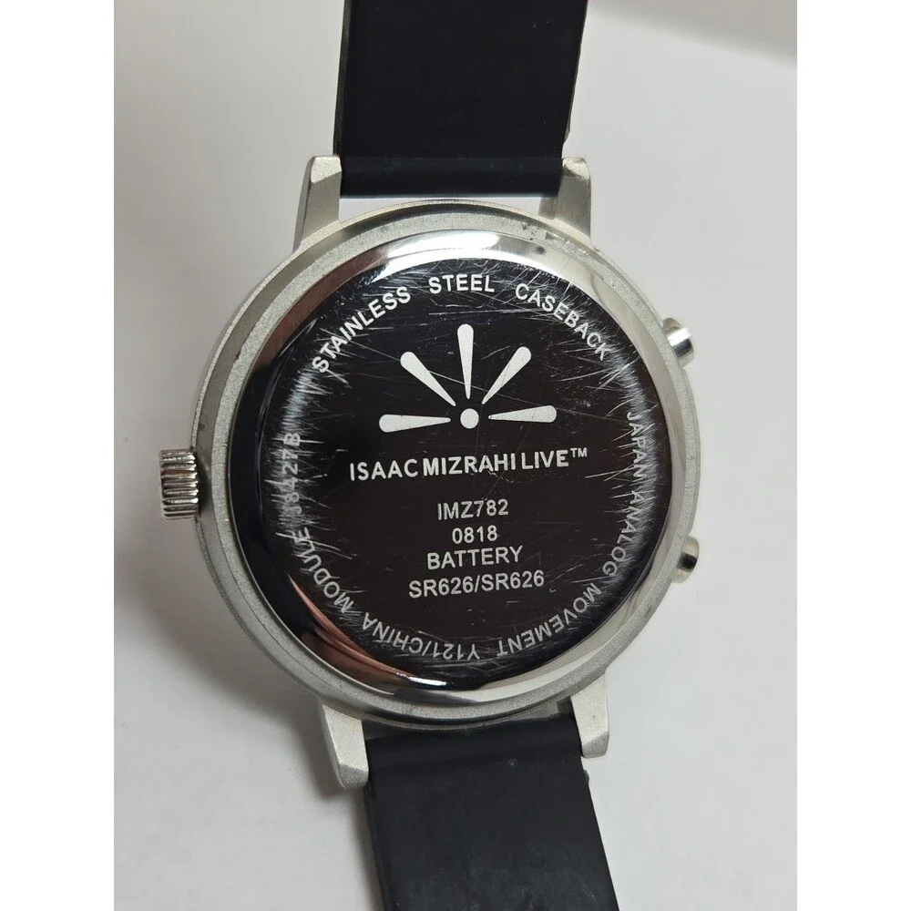 Isaac Mizrahi Live Womens Sport Analog Digital Silver Silicone Watch New Battery